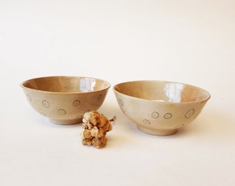 Rice Bowl Set, Tea Bowls, Contemporary Handmade Pottery, Set of 2 Ceramic Sauces, Modern Pottery Gift