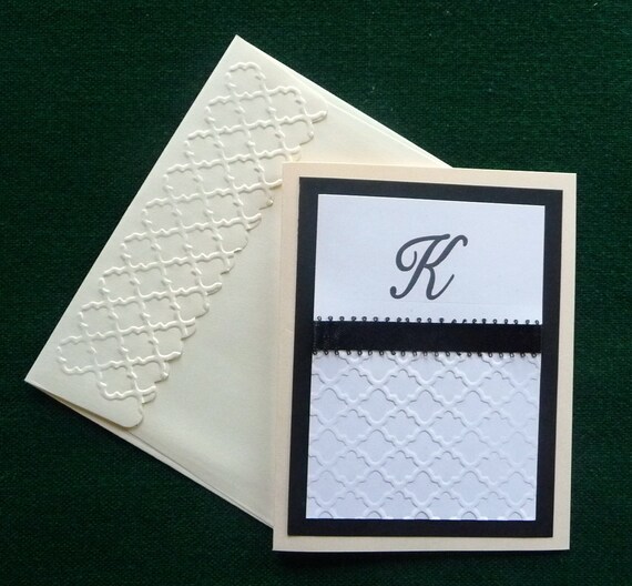 Items similar to Personalized Initial Note Cards, Embossed, Set of 5 on