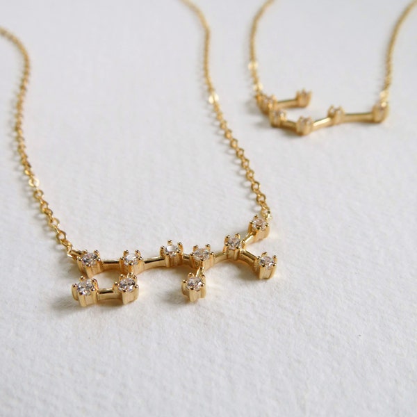 Zodiac Constellation necklace | Sterling Silver Vermeil | 14k Gold plated | Star Sign diamond necklace