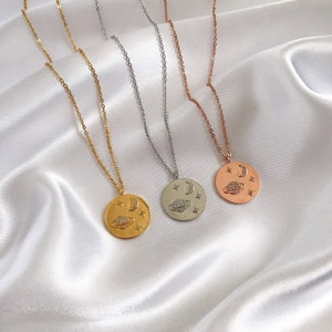 Celestial space pendant necklace 18k gold plated Saturn planet necklace silver rose gold space necklace image 1
