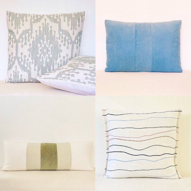 14x20 Lumbar Pillow Cover Sky Blue Corduroy Lumbar Coastal Style Beach Decor Pillow Japandi Lumbar Textured Minimalist Style Scandi Pillow