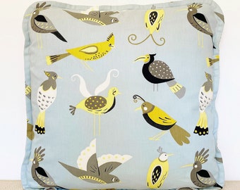 18" x 18" Throw Pillow Cover, Bird Motif Pillow, Scandinavian Pillow, Nordic Style Decor