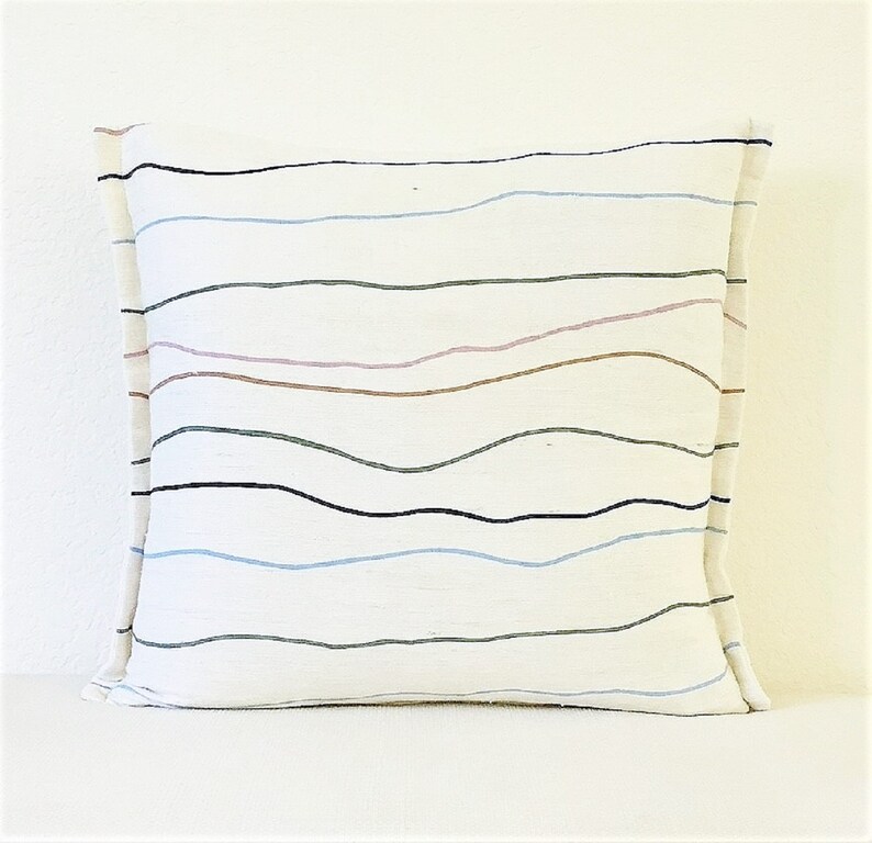 20 X 20 Pillow Cover White Wavy Stripe Graphic Etsy