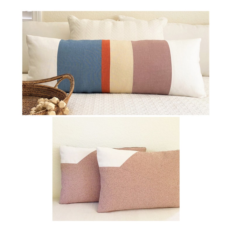 14x36 Long Lumbar Pillow Cover Color Block Etsy