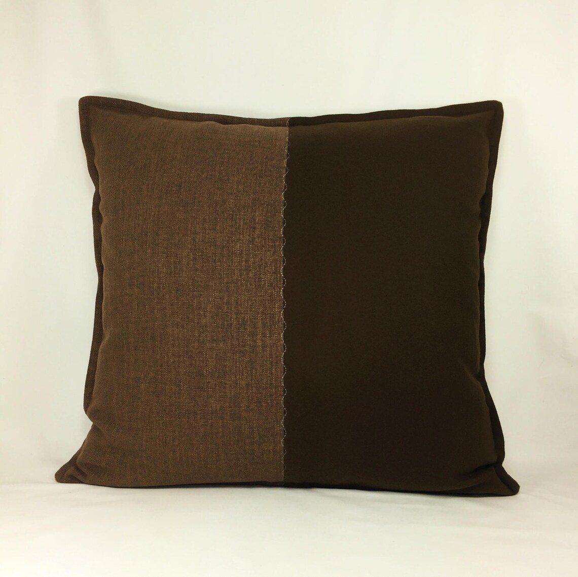 20 x 20 Throw Pillow Cover Wool Linen Brown Etsy