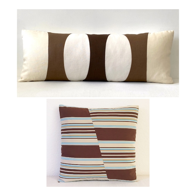 14 X 36 Long Lumbar Pillow Cover Brown Linen Etsy