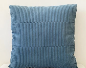 20" x 20" Pillow Cover, Denim Blue Corduroy Pillow, Scandinavian Pillow, Beach Bungalow