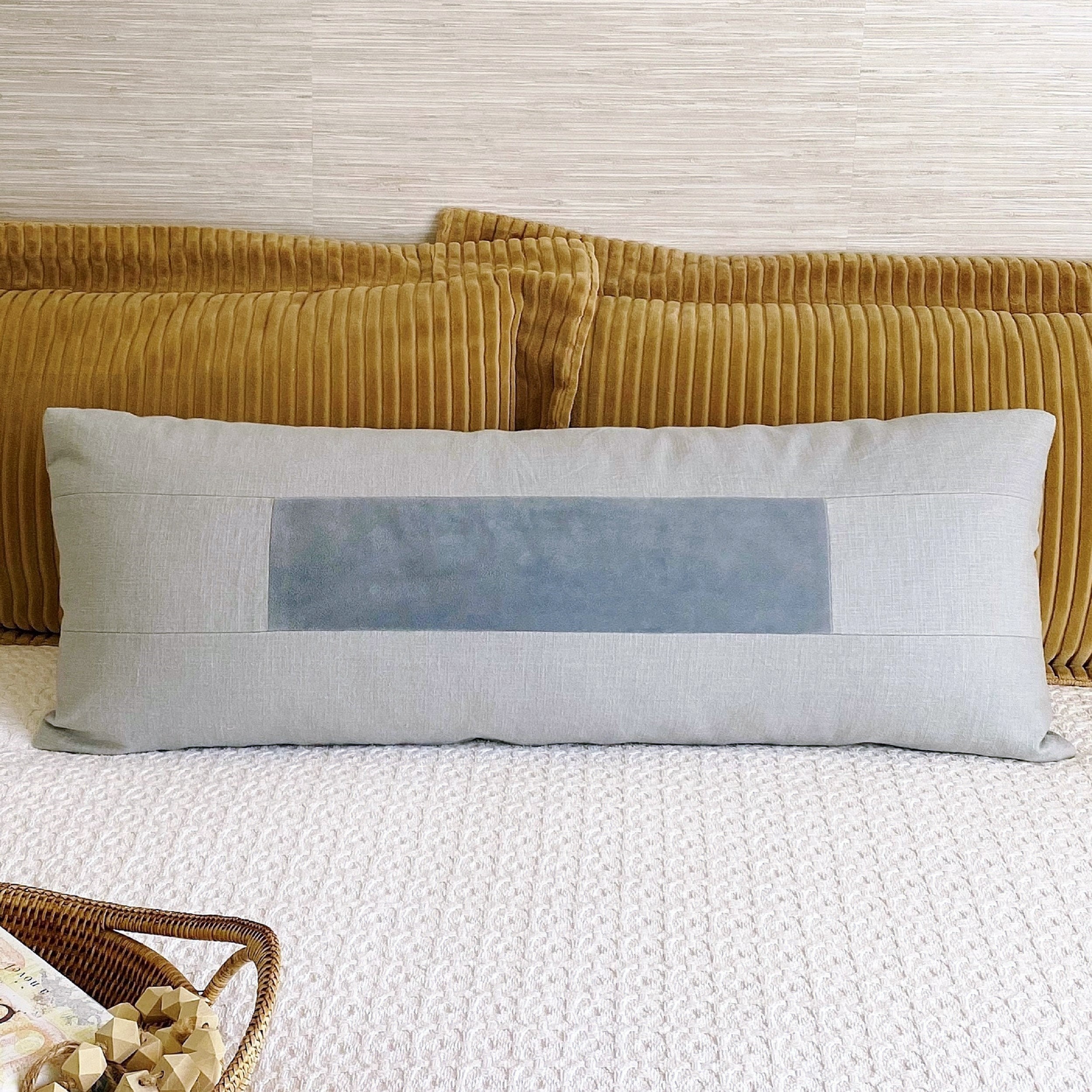 14 x 36 Large Lumbar Throw Pillow Cover Blue Etsy