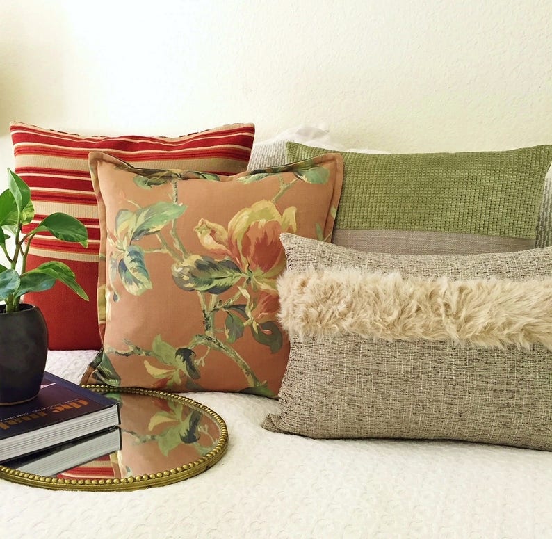 20x 20 Pillow Cover Rust Beige Stripe Southwest Etsy