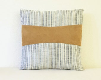 18" x 18" Stripe Pillow Cover, Curvy Design, Faux Suede Pillow, Scandinavian Pillow