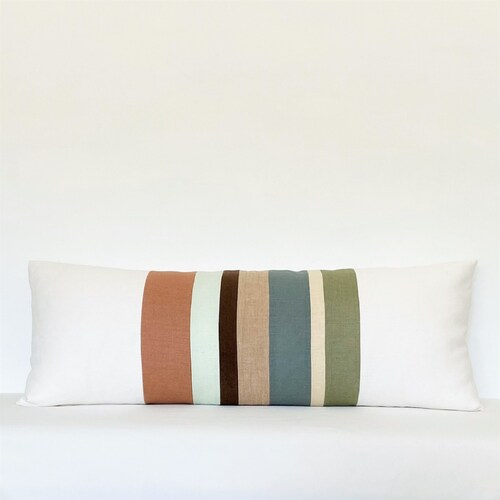 14 X 36 Long Lumbar Pillow Cover Pastel Linen and Etsy