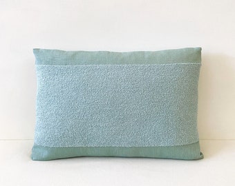 14" x 20" Lumbar Pillow Cover, Boucle Pillow, Scandinavian Pillow, Blue Textured Pillow