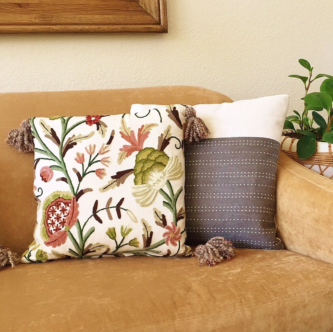 20 x 20 Throw Pillow Cover Color Block Wool Etsy