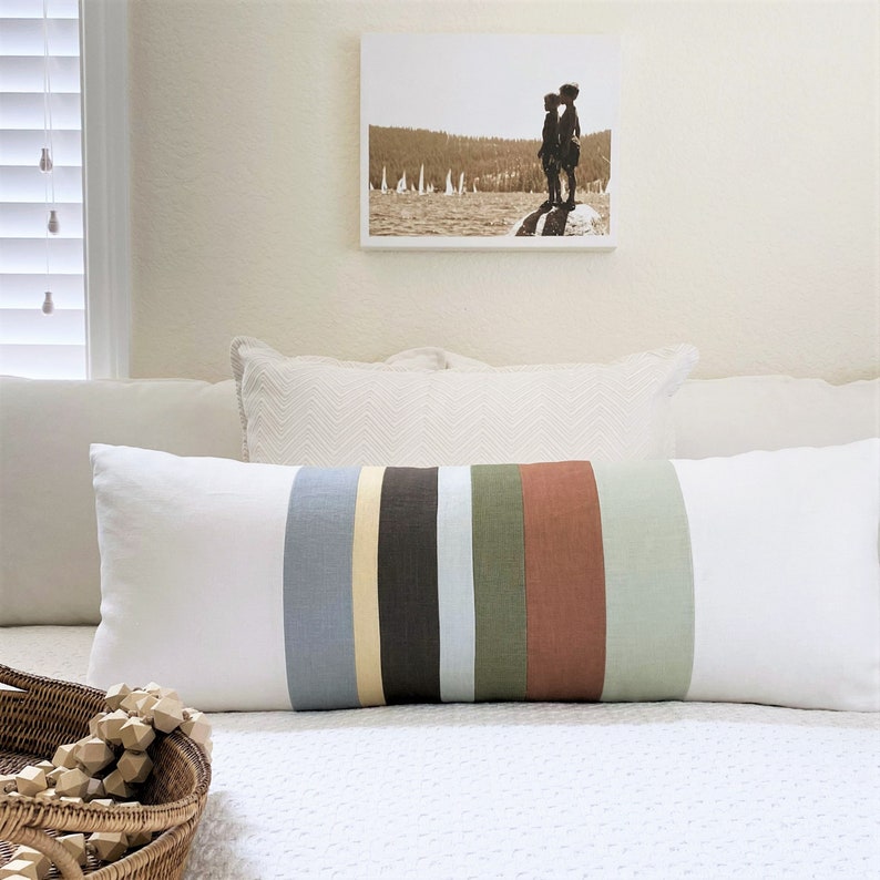 14 X 36 Long Lumbar Pillow Cover Retro Linen Etsy