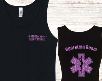 Glitter OR Nurse Tank Top, Healthcare Undershirt