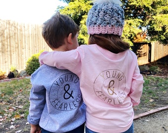 Young and Fearless Long Sleeve Shirt, Youth Long Sleeve Shirt, Cute Kids Shirt, Toddler Long Sleeve Shirt, Kids Long Sleeve T-Shirt