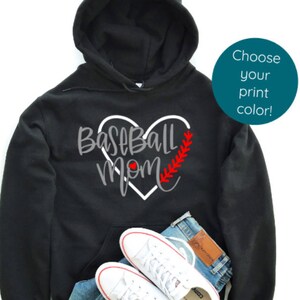 Baseball Mom Unisex Hoodie, Customized Baseball Sweatshirt, Cute Womens Baseball Shirt, Hand Lettered Baseball Tee,Black Baseball Sweatshirt