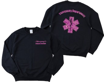 Glitter Emergency Department Crewneck | ER Nurse Star of Life Sweatshirt