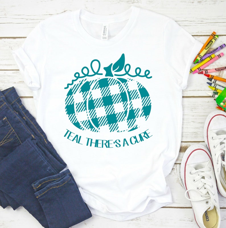 Teal There/'s A Cure Food Allergy Awareness Teal Pumpkin Plaid Print Plaid Print Pumpkin