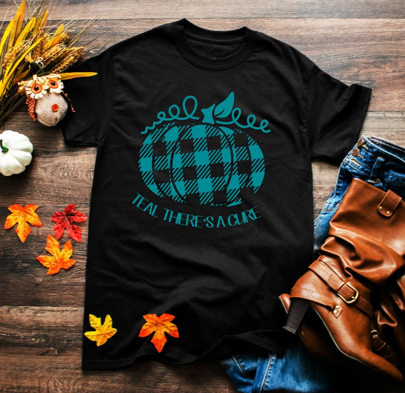 Teal There/'s A Cure Food Allergy Awareness Teal Pumpkin Plaid Print Plaid Print Pumpkin