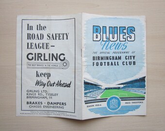1955-56 Manchester City v WBA Football League Division One Match Programme.