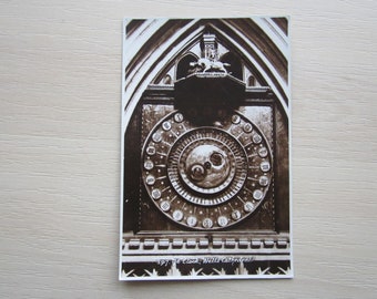 Postcard, The Clock, Wells Cathedral, Somerset, UK. REAL PHOTO Postcard, Genuine, Original. Unused.