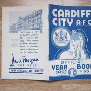 1952-53 Cardiff City FC Handbook, Yearbook, Annual, Souvenir, Memorabilia. Ideal Christmas Gift, Fathers Day, Birthday Present