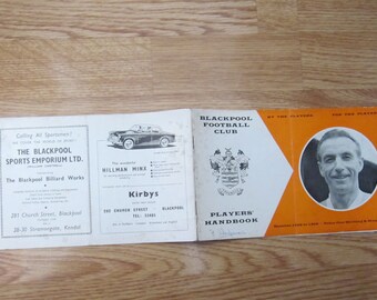 1956 to 1958 Blackpool Football Club Players' Handbook, Souvenir, Memorabilia. Ideal Christmas Gift, Fathers Day, Birthday Present