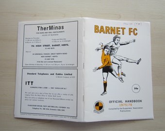1975-76 Barnet Football Club Handbook, Yearbook, Souvenir. Ideal Christmas Gift, Fathers Day, Birthday Gift For Him