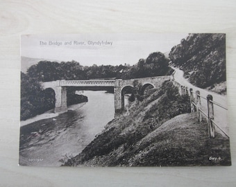 The Bridge And River, Glyndyfrdwy, Wales, United Kingdom, Genuine, Original, Postcard.