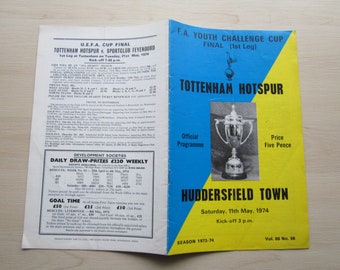 1973-74 Tottenham v Huddersfield Town F A Youth Challenge Cup Final 1ST LEG. Ideal Christmas Gift, Fathers Day, Birthday Present