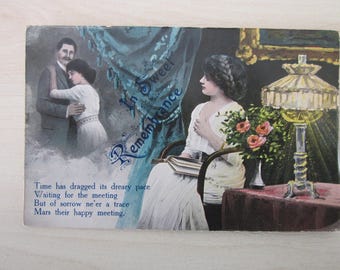 Postcard, "In Sweet Remembrance", Genuine, Original. Real Photo (RPPC) Postcard.
