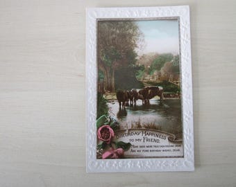 Postcard, Happy Birthday Greetings, Genuine, Original, Real Photo RPPC Postcard