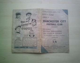 1946 Manchester City Handbook, Annual, "Let's Talk About Manchester City". Ideal Christmas Gift, Fathers Day, Birthday Present