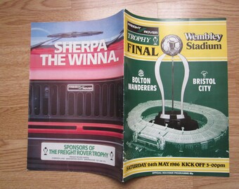1986 Bolton Wanderers v Bristol City, Freight Rover Trophy Cup Final Programme. Ideal Christmas Gift, Fathers Day, Birthday Present For Him.