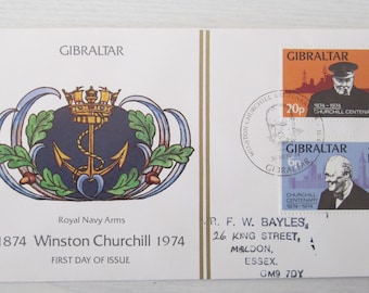 1874-1974 Original Winston Churchill First Day Of Issue Gibraltar. 30/11/1974.