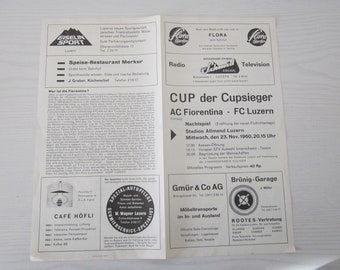 1960-61 Luzern v Fiorentina Cup Winners Cup Quarter Final 1st Leg (both issues). Ideal Christmas Gift, Fathers Day, Birthday Present