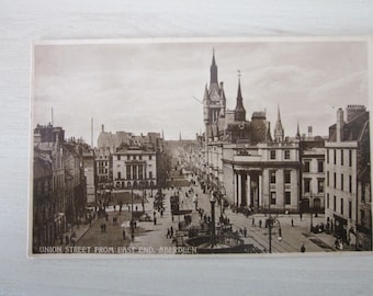 Postcard, Union Street From East End, Aberdeen, Scotland, United Kingdom. Genuine, Original.