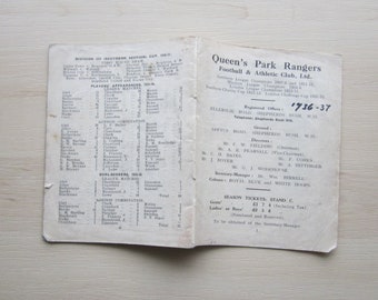 1936-37 Queens Park Rangers QPR Football Club Handbook, Yearbook, Memorabilia, Annual. Ideal Christmas Gift, Birthday Present