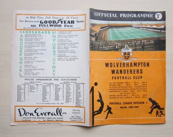 1958-59 Wolves v Bolton Wanderers F A Cup 4th Round Football Match Programme. Ideal Christmas Gift, Fathers Day, Birthday Present For Him