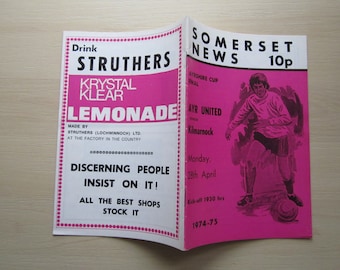 1974-75 Ayr United v Kilmarnock, Ayrshire Cup Final Football Programme. Ideal Christmas Present, Father's Day Birthday Present