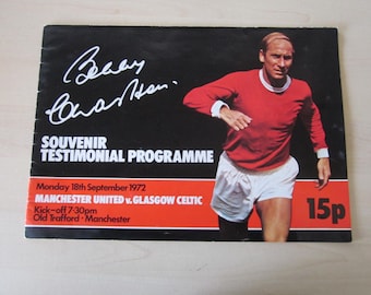 1972 Bobby Charlton, Manchester United Souvenir Testimonial Programme v Celtic. Ideal Christmas Gift, Fathers Day, Birthday Present