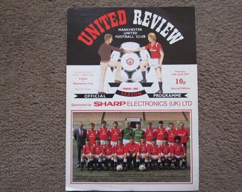1985-86 Manchester Utd v Manchester City F A Youth Cup Final 1ST LEG Programme Ideal Christmas Gift, Fathers Day, Birthday Present
