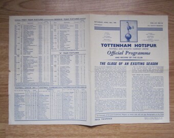 1959-60 Tottenham Hotspur v Blackpool Football League Division One Match Programme Ideal Christmas Gift, Fathers Day, Birthday Present