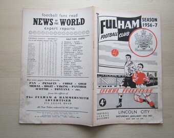 1957 TWO Fulham Football Club League Match Day Programmes, Memorabilia.
