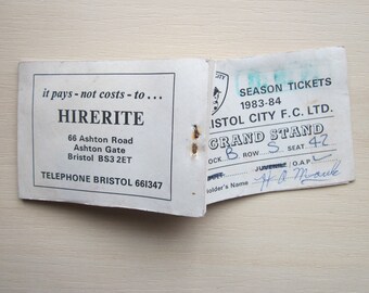 1983-84 Bristol City Football Club Used Season Ticket Booklet/Pass. Ideal Christmas Gift Father's Day Birthday Present Football Gift For Him