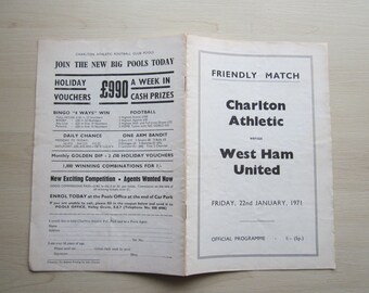1970-71 Charlton Athletic v West Ham United Friendly Match Programme. Ideal Christmas Gift, Fathers Day, Birthday Present For Him