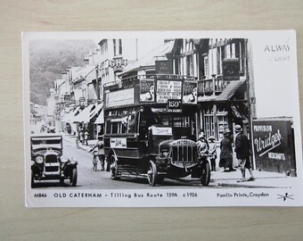 Old Caterham, London, Tilling Bus Route 159A, United Kingdom, Genuine, Original, Real Photo Postcard (RPPC).
