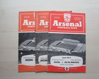 1957-58 THREE Arsenal Football Club Match Day Programmes, Memorabilia.