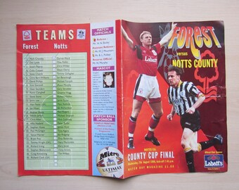 2000 Nottingham Forest v Notts County Nottinghamshire F.A. County Cup Programme. Ideal Christmas Gift, Fathers Day Birthday Present